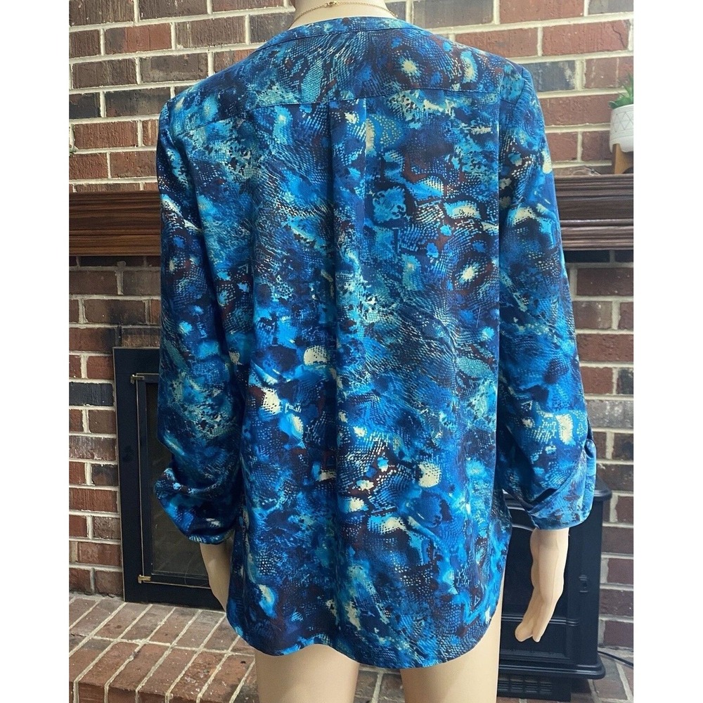 Anne Klein‎ Women's Size M Multicolor 3/4 Sleeve Shirt snake animal print Top - Picture 3 of 16